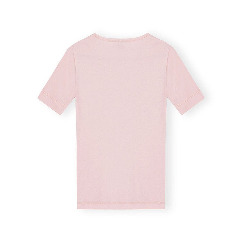 SOFT COTTON RIB SHORT SLEEVE T-SHIRT -PINK-