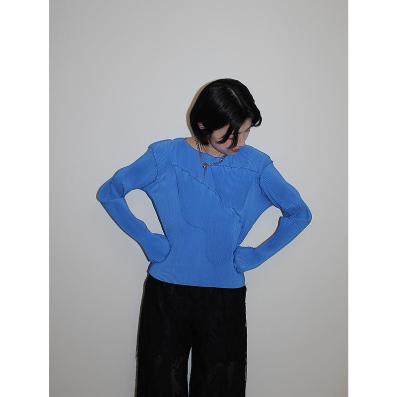 TODO WAVE LONG-SLEEVE TOP -BLUE-