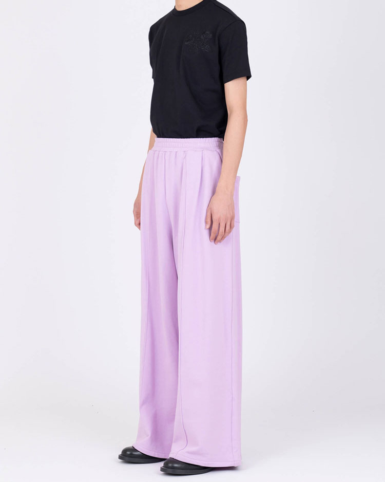 JERSEY WIDE TROUSERS -PURPLE-