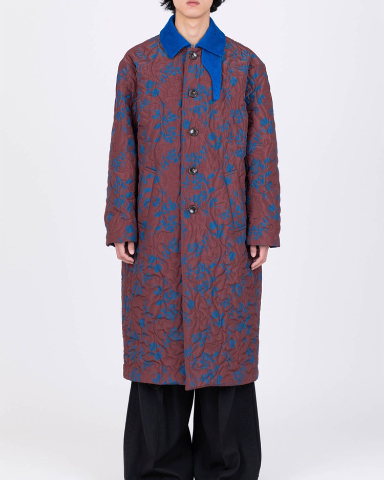 FLOWER PATTERN QUILED COAT -FLOWER-