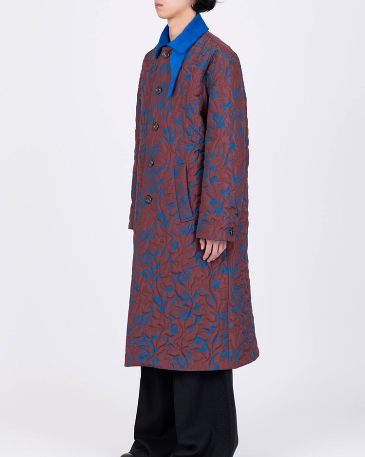 FLOWER PATTERN QUILED COAT -FLOWER-