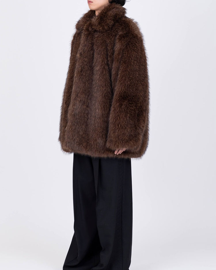VOLUME FUR JKT -BROWN-