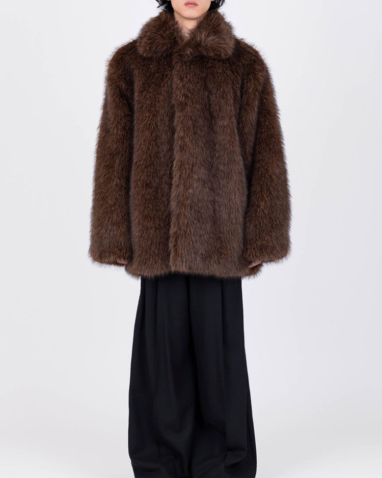 VOLUME FUR JKT -BROWN-
