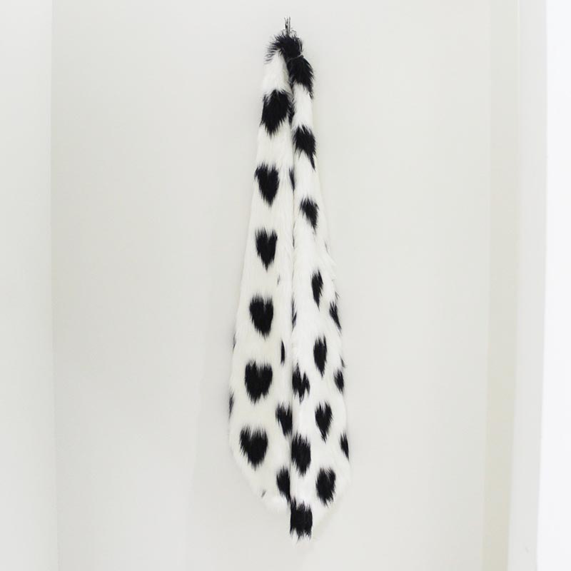 HEART PATTERN FUR COLLAR -BLACK/WHITE-