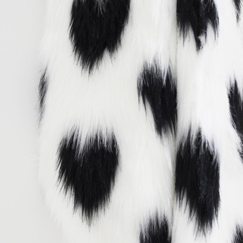 HEART PATTERN FUR COLLAR -BLACK/WHITE-