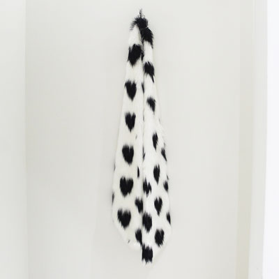 HEART PATTERN FUR COLLAR -BLACK/WHITE-