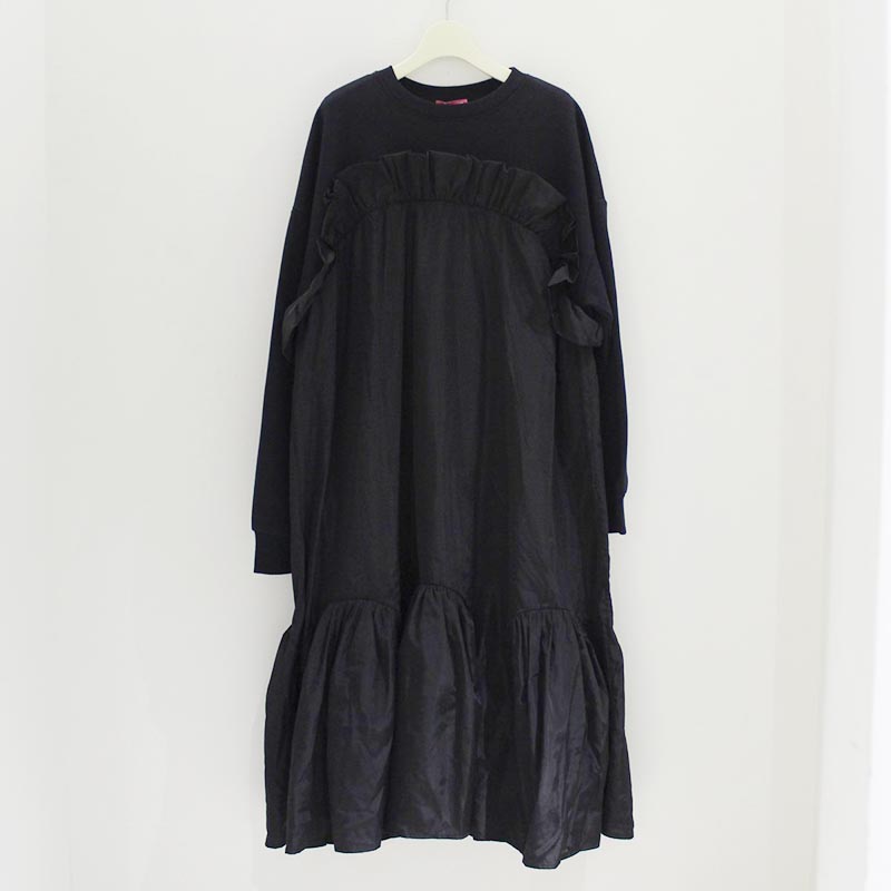 SWEAT SHIRT DRESS -BLACK-