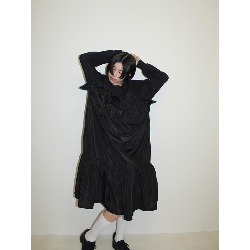 SWEAT SHIRT DRESS -BLACK-