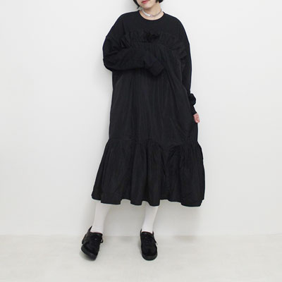 SWEAT SHIRT DRESS -BLACK-