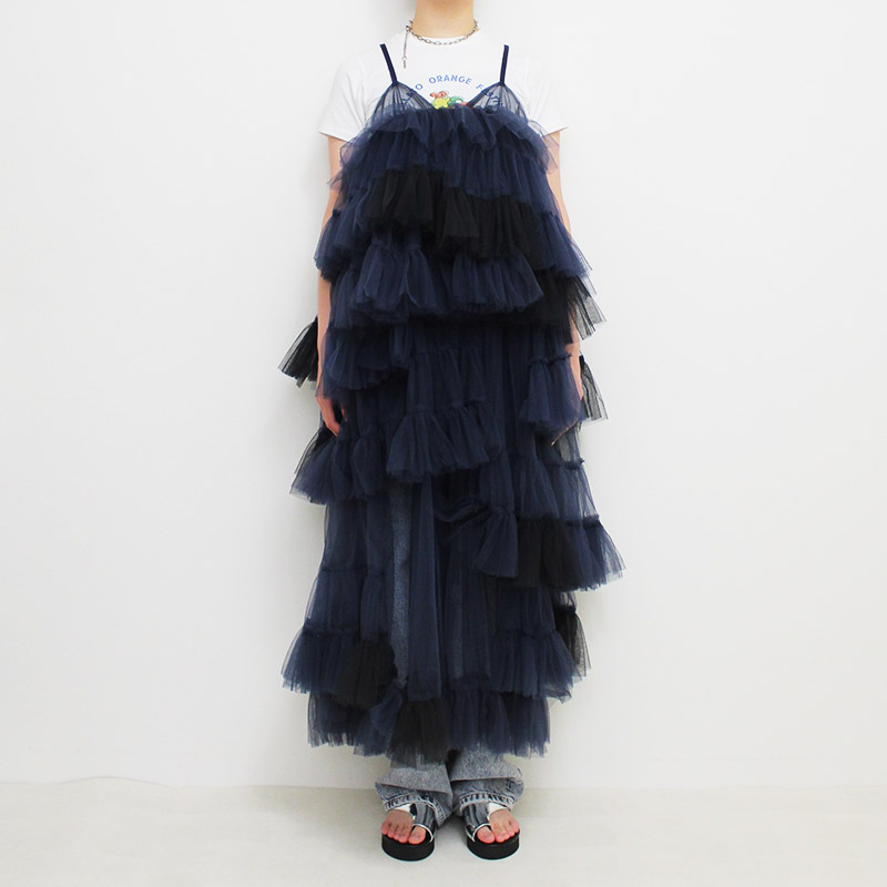 TRIERED DRESS -NAVY-