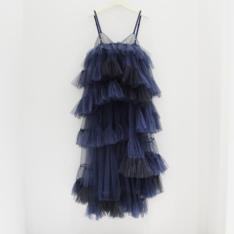 TRIERED DRESS -NAVY-