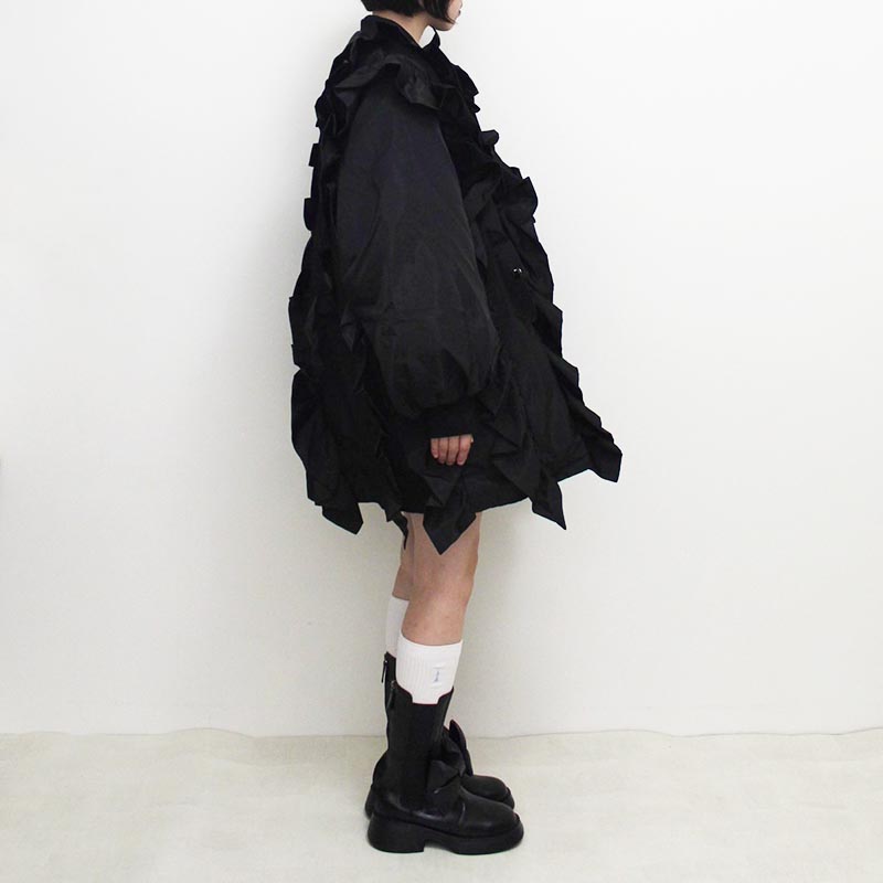 RUFFLE LONG BOMBER JKT -BLACK-