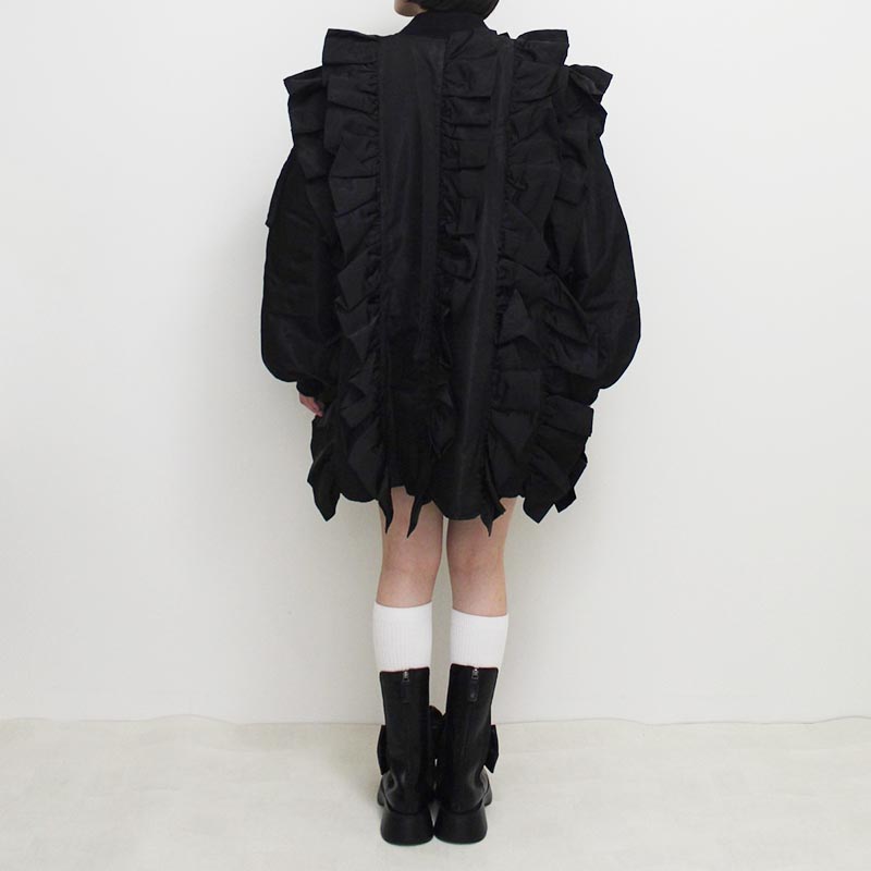 RUFFLE LONG BOMBER JKT -BLACK-