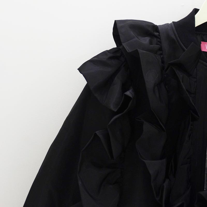 RUFFLE LONG BOMBER JKT -BLACK-