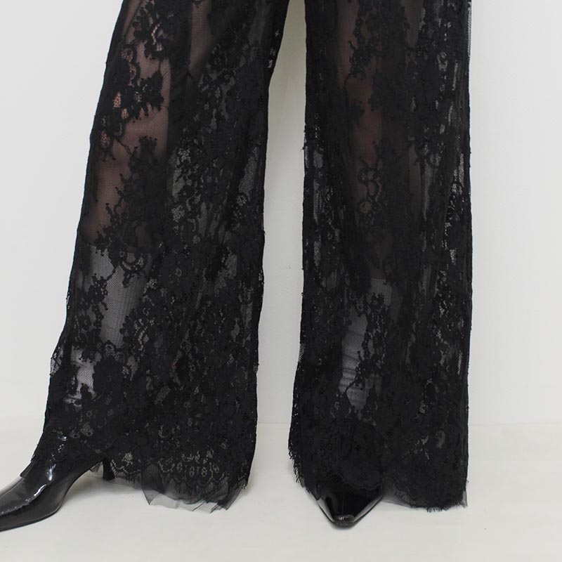 TULLE LAYERED LACE PT -BLACK-