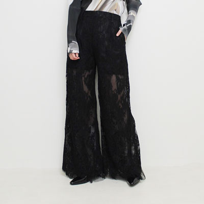 TULLE LAYERED LACE PT -BLACK-