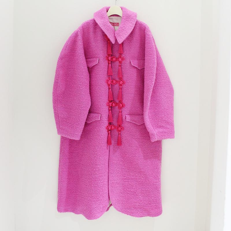 CURVE SLEEVE COAT -PINK-