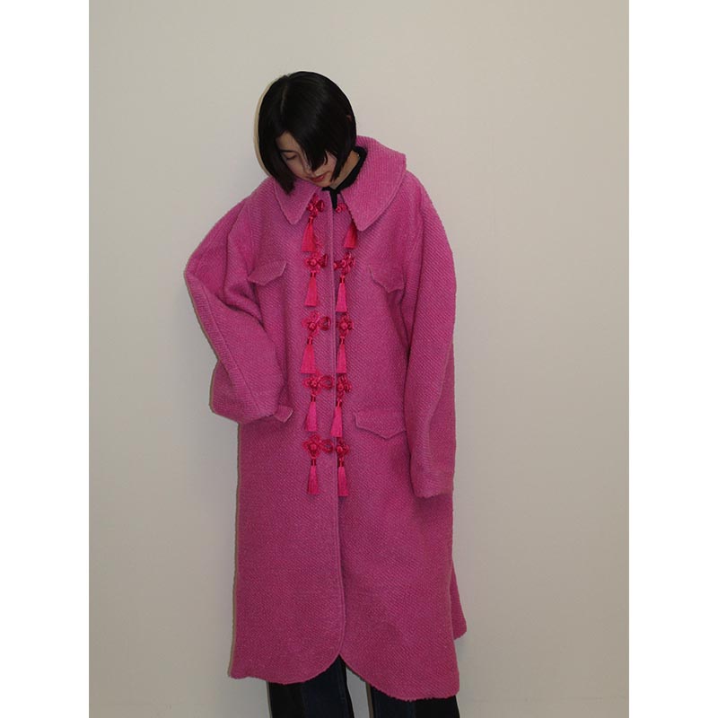 CURVE SLEEVE COAT -PINK-