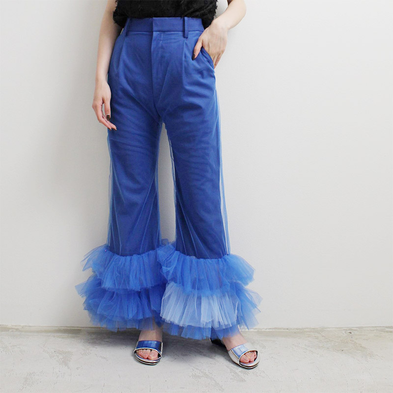 TULLE LAYERED TROUSERS -BLUE- | IN ONLINE STORE