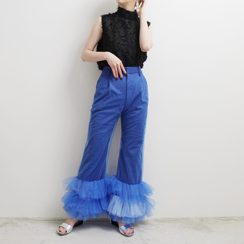 TULLE LAYERED TROUSERS -BLUE-