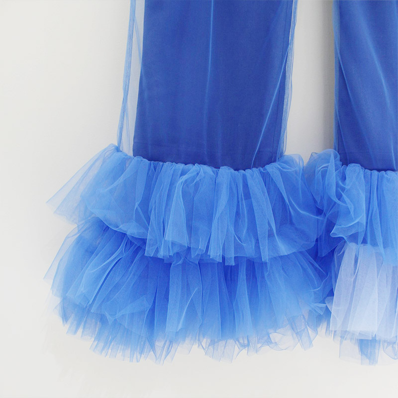 TULLE LAYERED TROUSERS -BLUE-