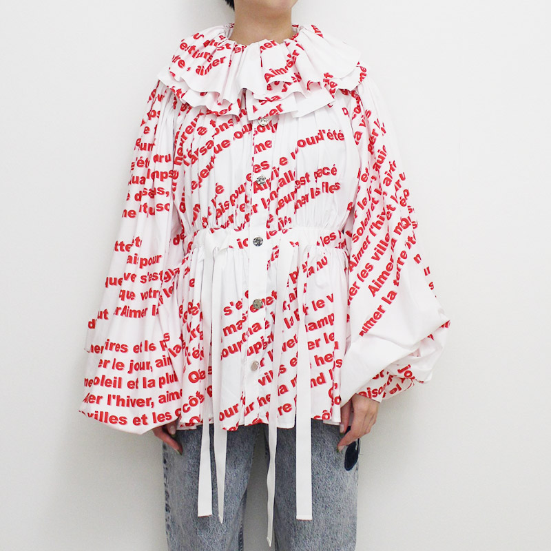 GATHERED JKT -WHITE/RED-