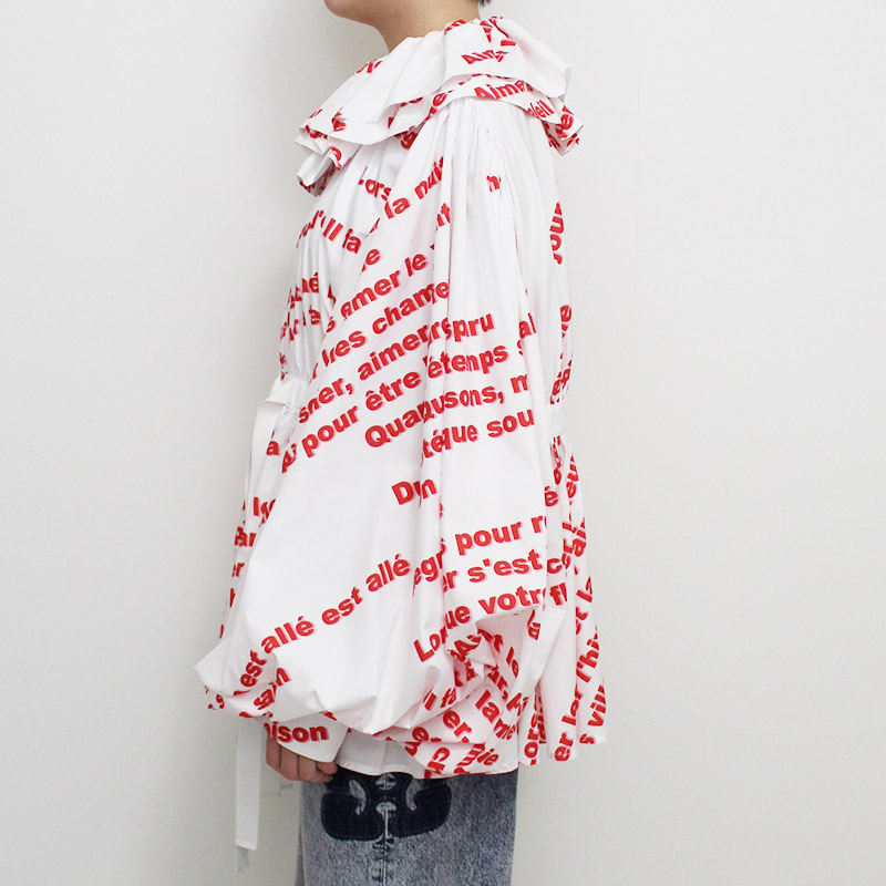 GATHERED JKT -WHITE/RED-