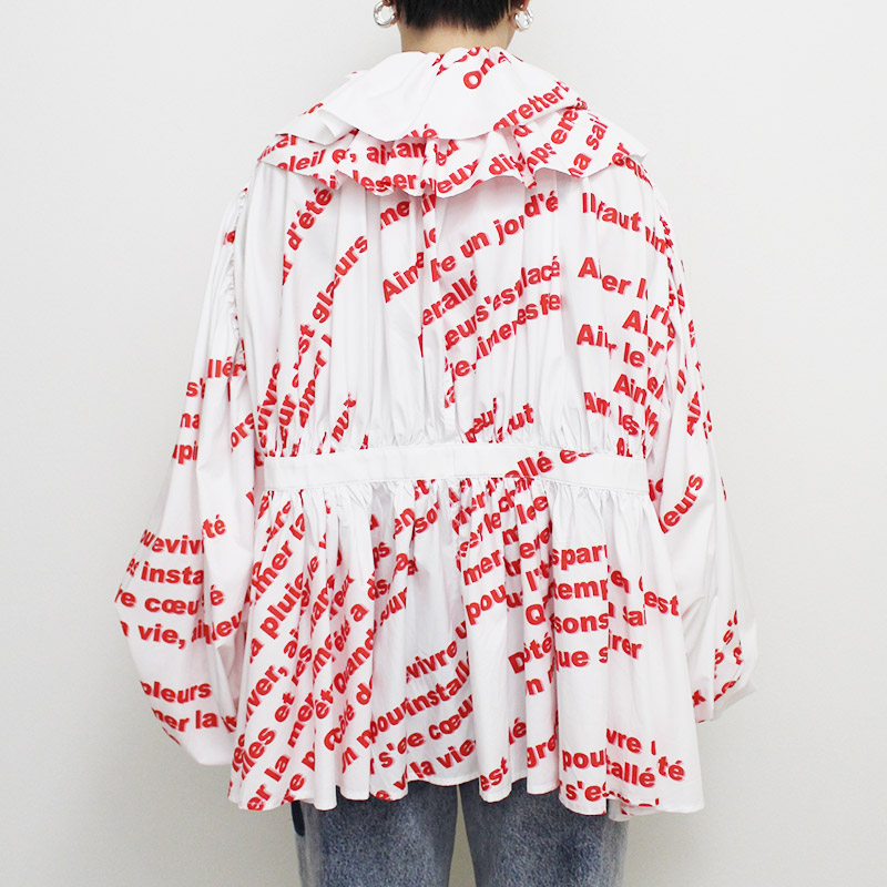 GATHERED JKT -WHITE/RED-