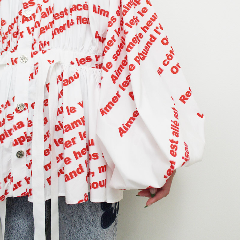 GATHERED JKT -WHITE/RED-