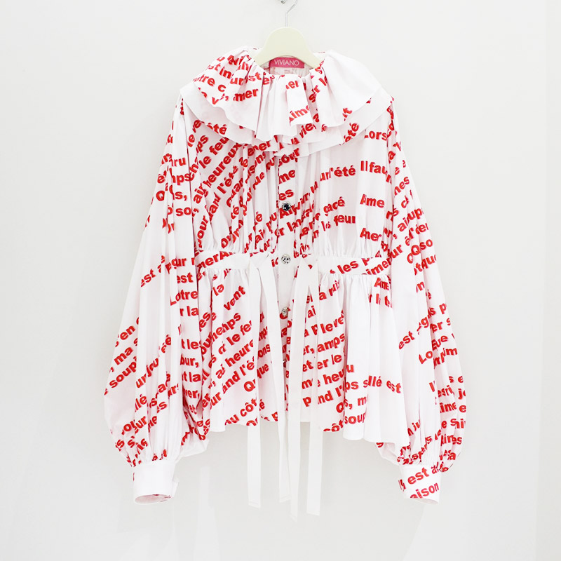 GATHERED JKT -WHITE/RED-