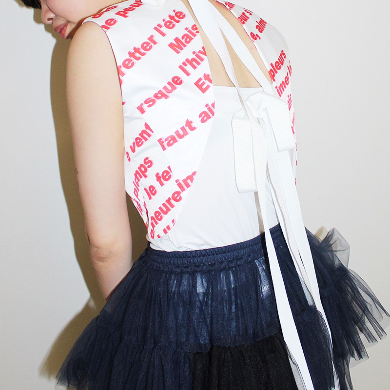 OPEN BACK TOP -WHITE/RED-